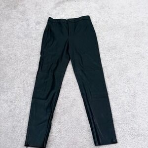 Zara‎ Faux Leather Leggings Womens Size M Green Excellent Ankle Zip Skinny Pants